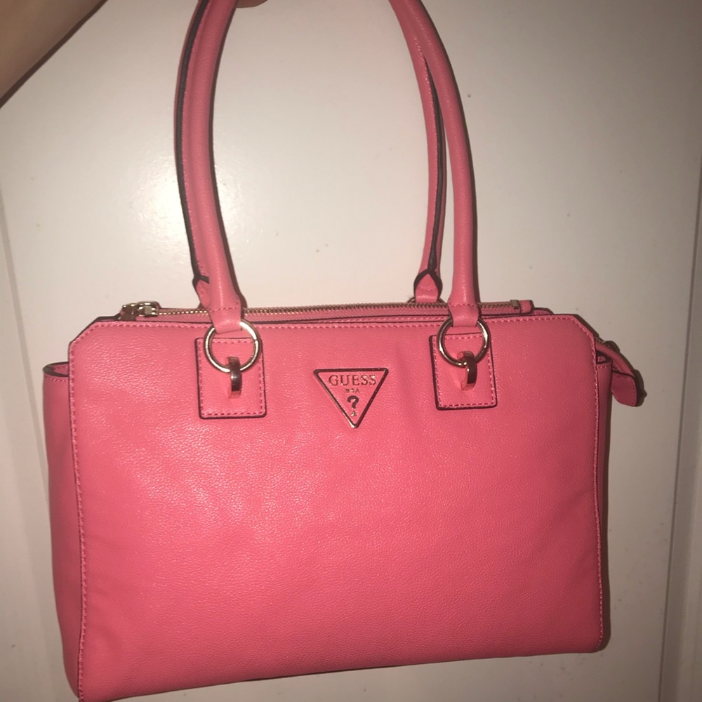 GUESS leather coral shoulder bag